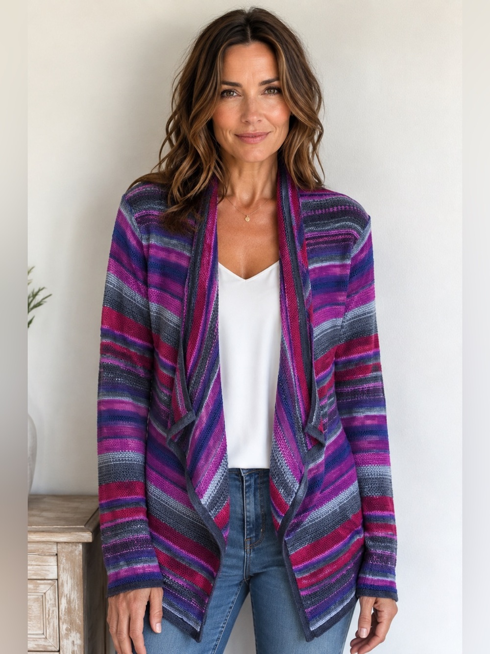 Lauren RALPH LAUREN Women’s Medium Cardigan Sweater Open Front Cotton Linen